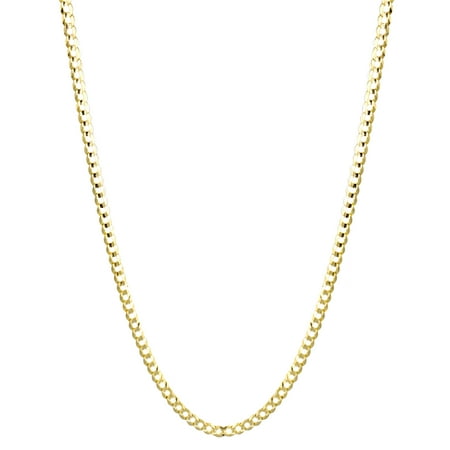 Gold Cuban Link Chain - Solid 10K Yellow Gold Italy Cuban Curb Link Chain Necklace 2.8mm Wide 20 long with Lobster Clasp