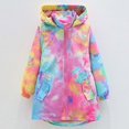 thumbnail image 2 of DJDLJWCJ Girls Windbreaker Jacket Cute Print Fleece Lined Windproof Winter Coat Thickened Thermal Jacket Multicolor Size 6, 2 of 7