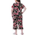 thumbnail image 3 of Conjunto de pijama de mujer de tallas grandes Agnes Orinda, pijama de manga corta, ropa de dormir suave, conjunto de lounge 3X negro, 3 of 6