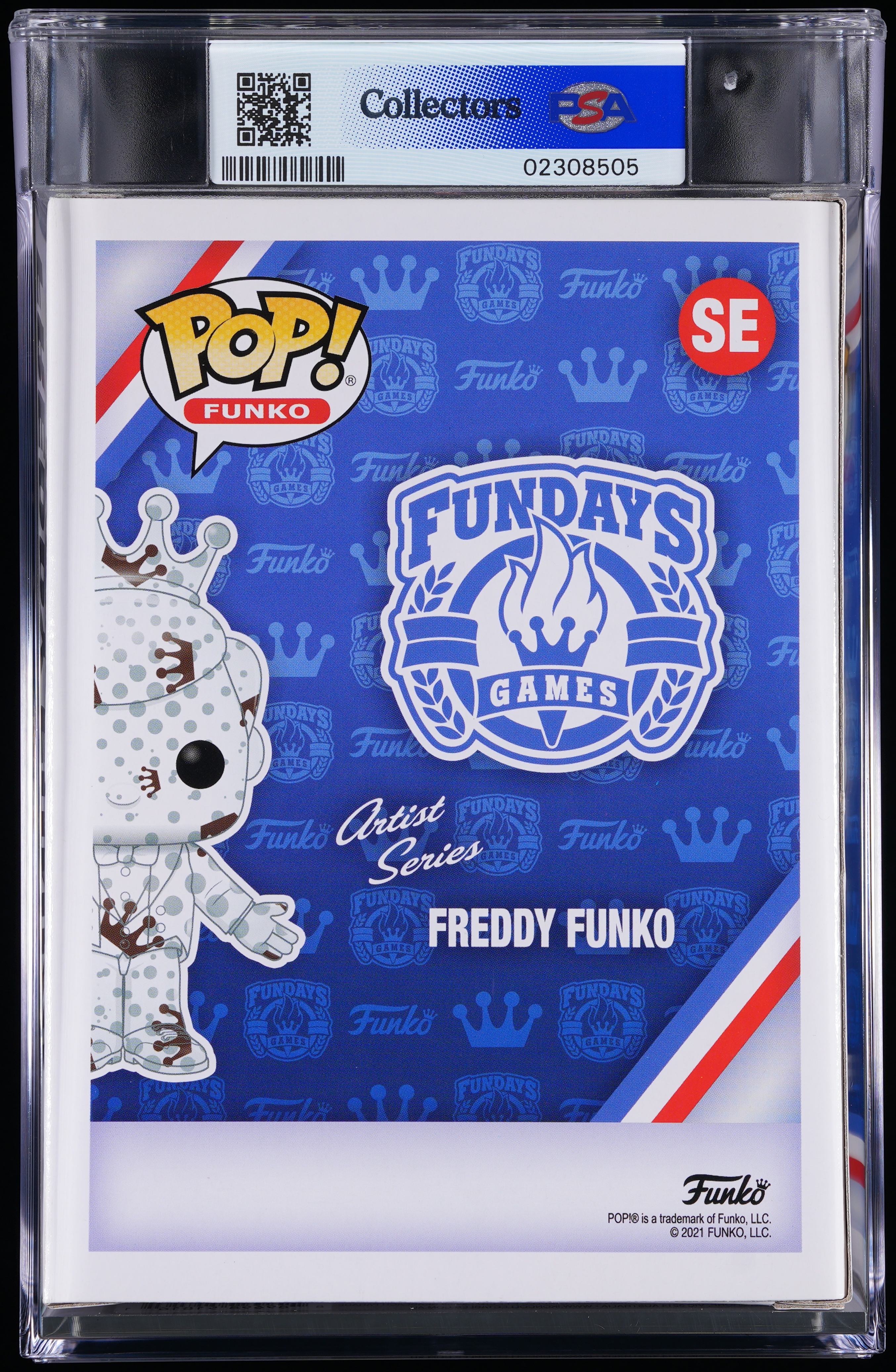 Freddy Funko, PSA Graded 8.5 NM-MT+, Freddy Funko Collectible Vinyl Figure #SE, Fully Encapsulated Bundle with Compatible Funko Pop! PSA Hard Protector Case