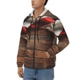 thumbnail image 3 of Kdxio Rustic American Flag Wood Print Men Hoodies Casual Hoodies for Men with Zip Pockets Full Zip Long Sleeve Sweatshirt Sports Hooded Jacket-3X-Large, 3 of 5