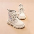 thumbnail image 4 of Eltusu Girls Ankle Boots Lace Up, Windproof Non-Slip Chunky Fashion Spring Winter Booties Beige Size 2.5 Big Kids, 4 of 4