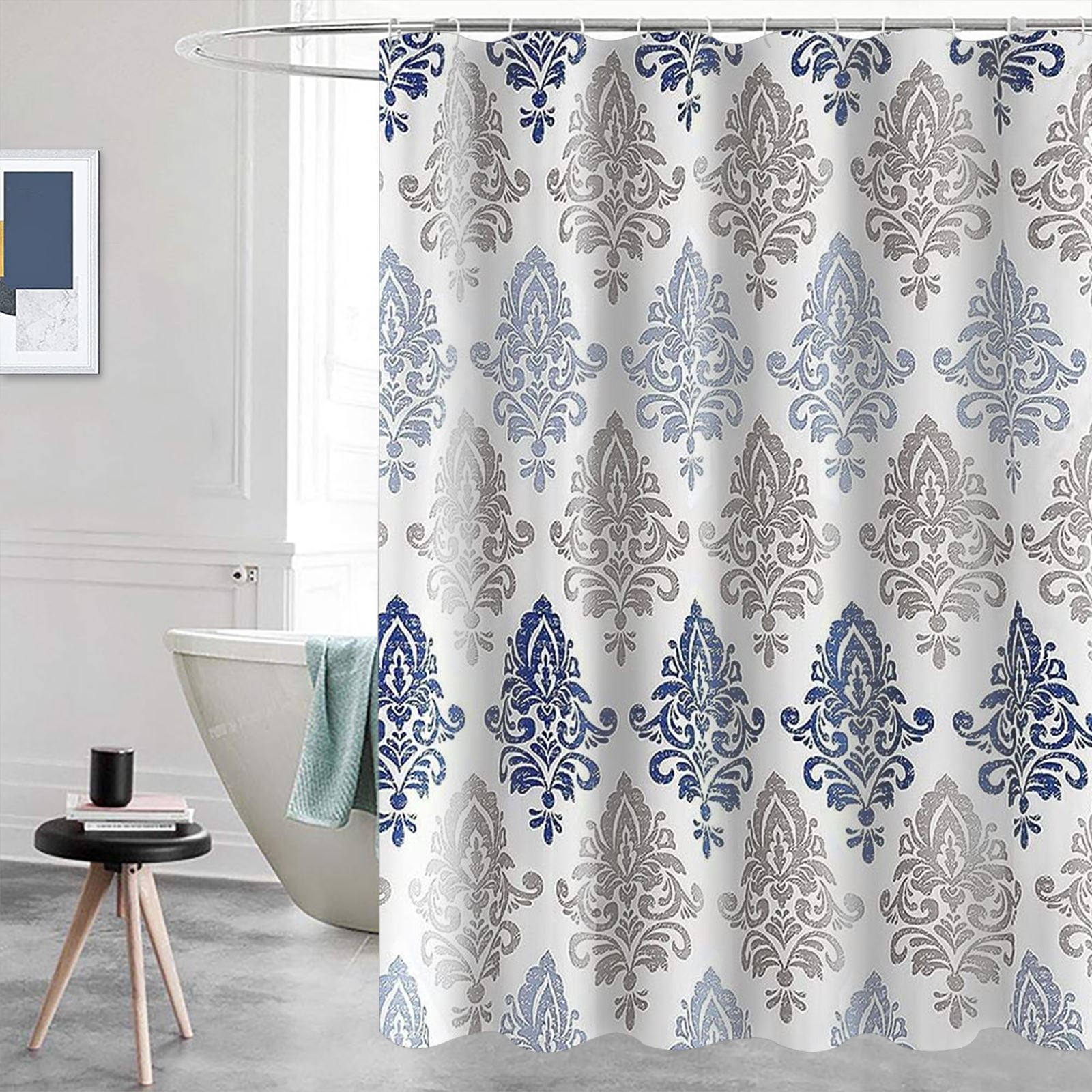 Shower Curtain for Bathroom with 12 Hooks Polyester Fabric Machine Washable Waterproof Shower Curtains 72 x 72 Inch