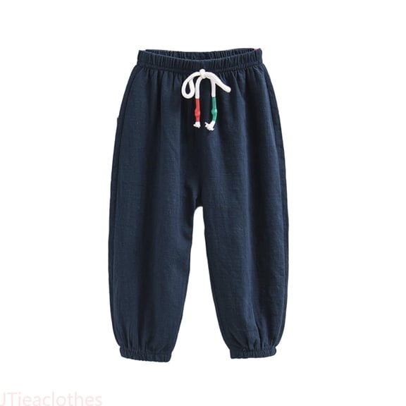 JTieaclothes Boys Casual Pants Elastic Waist Solid Color Drawstring Pants For Toddlers Kids Spring Summer Daily Wear Age 3 8 Years,Boys Pants Sizes 4-5 Years