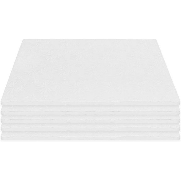 Dulcet Delights Rectangle Half Sheet Cake Drum - Decorative Cake Board for Cakes, Desserts & More - Food Safe - Disposable & Recyclable - 13 ¾"W x 18 ¾"L x ½" Thick - White - Set of 5