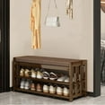 thumbnail image 7 of TEAFIRST 3-Tier Shoe Rack Bench, Stable Shoe Organizer with Cushion for Entryway Living Room, Brown, 7 of 7