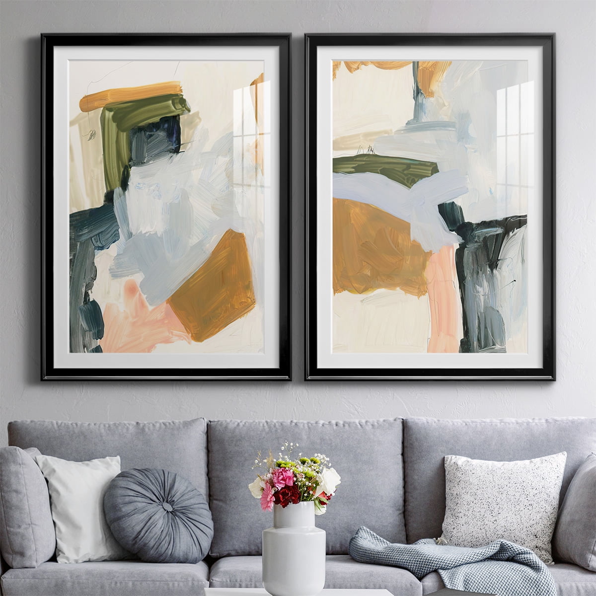 Wexford Home Palette Meld I Premium Framed Print, 22.5" x 30.5" - Ready to Hang, Black (Set of 2)