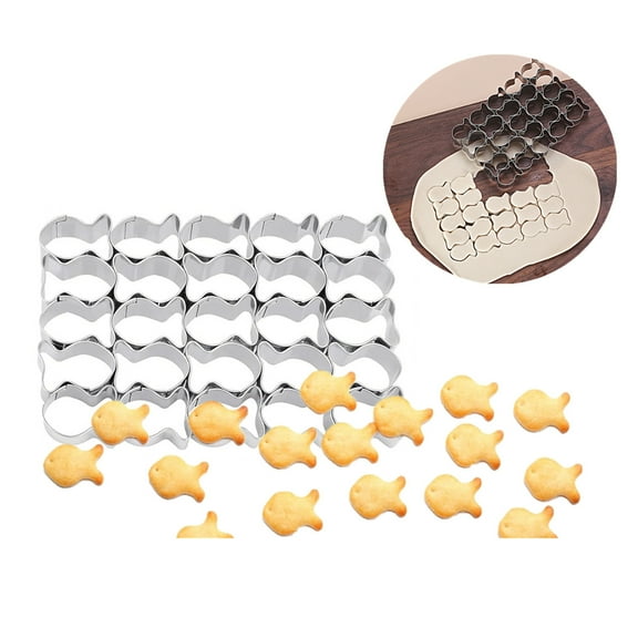 Gold Fish Cutter Goldfish Stainless Steels Non-stick Mini Cookie Cutters Mold 25 Stainless Steel Goldfish Shape Cookie Cutter for Baking(Silver)