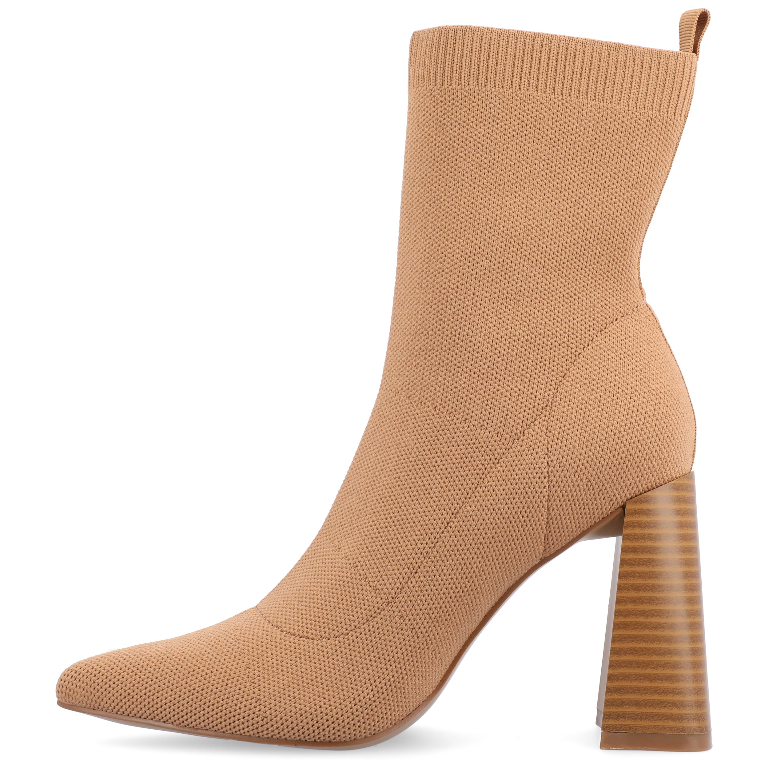Journee Womens Noralinn Tapered Stacked Block Heel Knit Booties, Widths Available