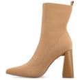 thumbnail image 3 of Journee Womens Noralinn Tapered Stacked Block Heel Knit Booties, Widths Available, 3 of 10