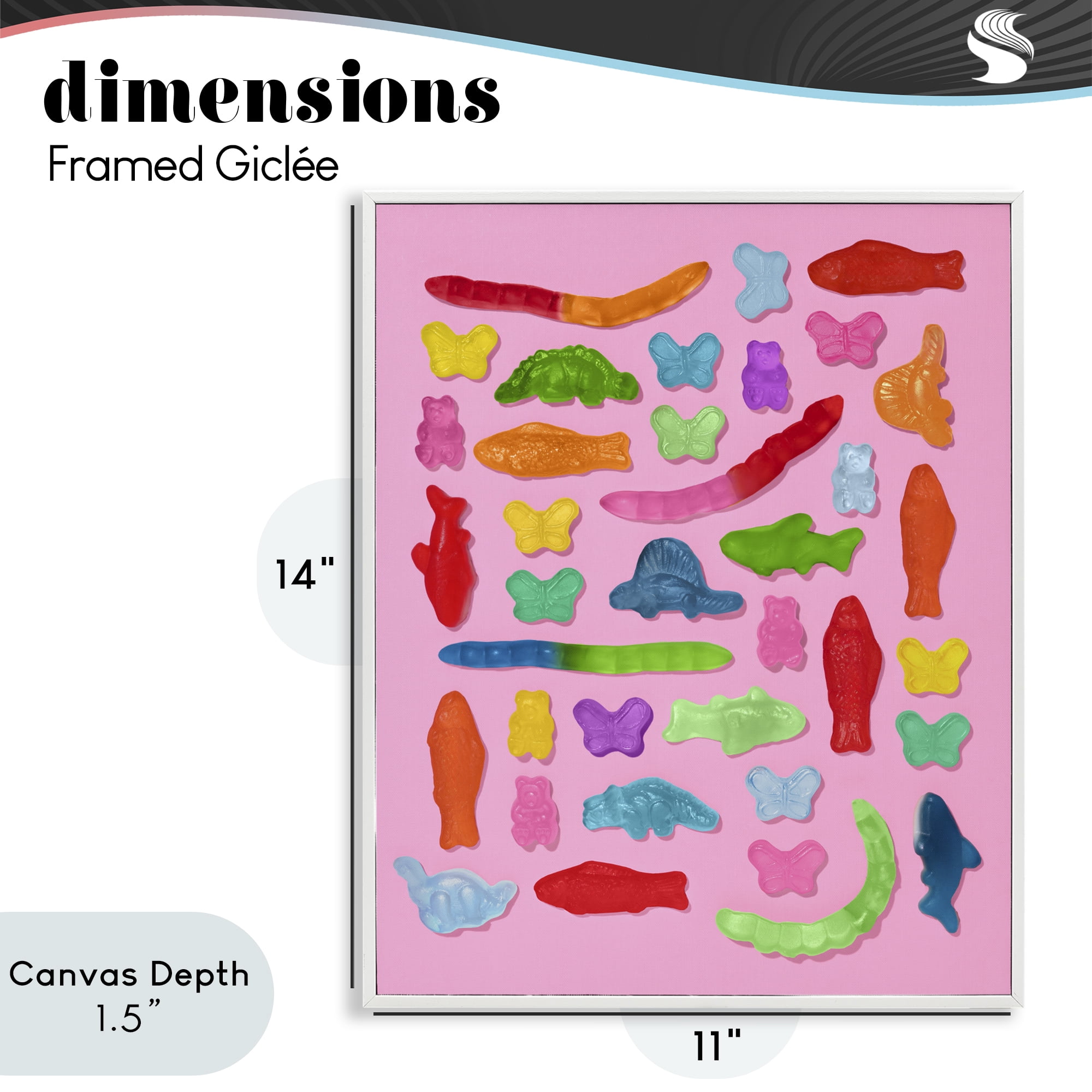 Stupell Industries Pink Gummy Animal Collage White Framed Giclee Art, design by LISH Creative