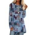 thumbnail image 1 of UKAP Camisas De Mujer Cuello Redondo Blusas De Manga Larga Tops Camisetas Estampadas, 1 of 2