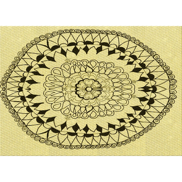 Ahgly Company Tapis d'Intérieur Lavables en Machine Rectangle Transitionnel Jaune Soleil, 2' x 4'