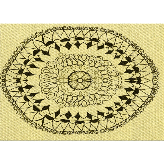 Ahgly Company Machine Washable Indoor Rectangle Transitional Sun Yellow Area Rugs, 3' x 5'