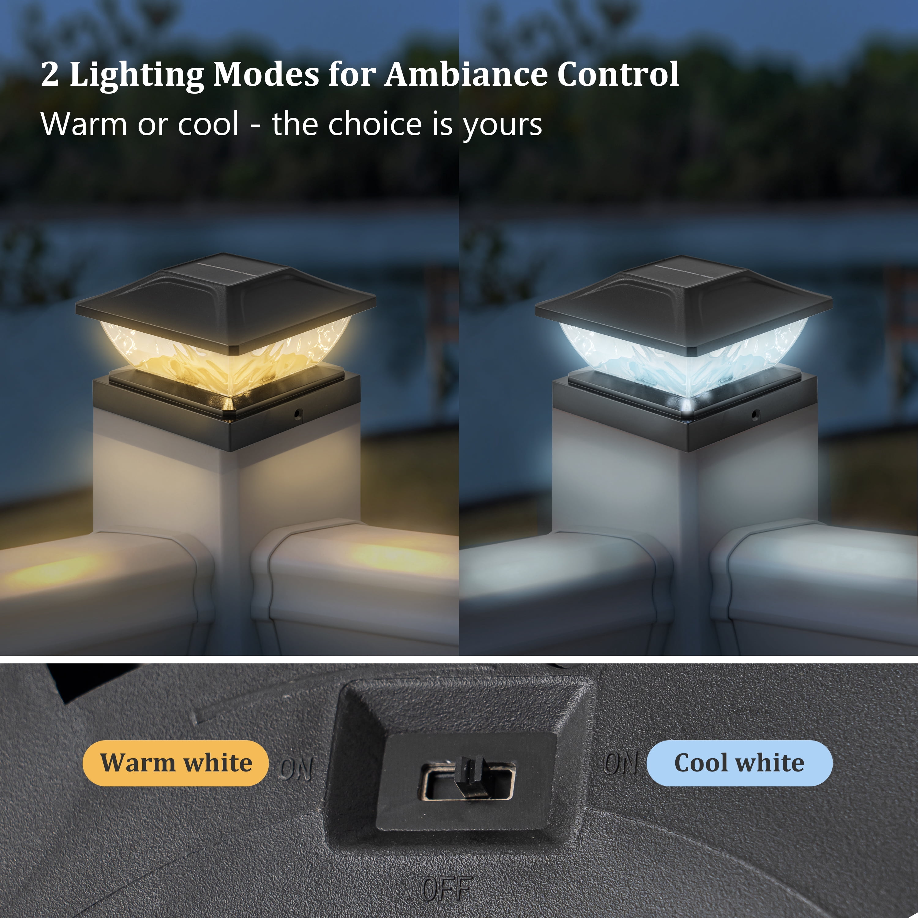 C Cattleya 6-Pack Black Solar LED Outdoor Post Cap Lights with Hammered Lens