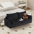 thumbnail image 3 of Furniliving Loveseat Sofa, Comfy Teddy Fleece Love Seat Couch, Sofas Couch with 2 Pillows for Small Space, Black, 3 of 9