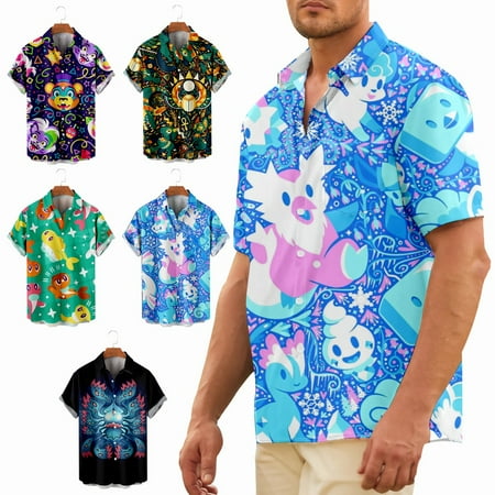 

Men s Collared Button Down Shirt Regular Polyester Bowling Shirts Up to 8XL