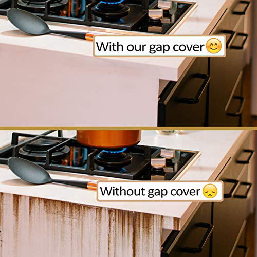 Silicone Stove Counter Gap Cover, Extra Long 30 Inch (for 3-25mm Gap)  Kitchen Range Gap Filler, 4/5 Deep Insert Tab, Heavy 10 oz, One Size Fit  21&25