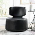 thumbnail image 2 of Swivel Barrel Chair, Armless Accent Chair with Removable Back & Stable Metal Base,360 Degrees Swivel Barrel Chair for Living Room Bedroom and Dorm, Black PU, 2 of 7