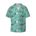 thumbnail image 2 of Lafuoo Great White Shark Pattern Men's Cuban Collar Short Sleeve Shirt, Button-Down Resort Beach Pocket Shirt-Large, 2 of 7
