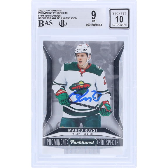Marco Rossi Minnesota Wild Autographed 2022-23 Upper Deck Parkhurst Prominent Prospects #PP-4 Beckett Fanatics Witnessed Authenticated 9/10 Rookie Card - Fanatics Authentic Certified