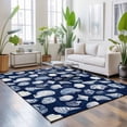 thumbnail image 3 of Area Rugs 2.7'x5', Navy Blue Coastal Carpet Runner Indoor Outdoor Rugs Home Decor Aesthetic, Shell Conch Summer Beach Nautical Non Slip Mats Washable Accent Rug for Living Room Bedroom, 3 of 8
