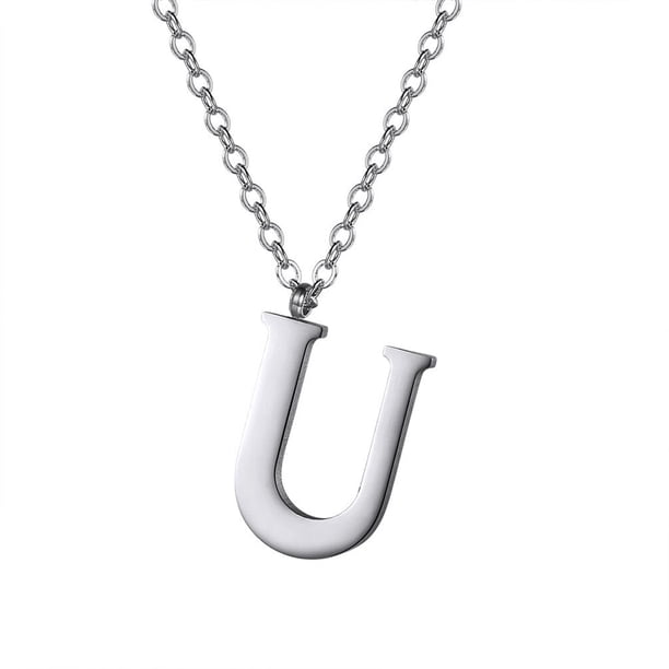 Collar Inicial U PROSTEEL Collar De Acero Inoxidable Para Mujeres Y Niñas