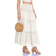 thumbnail image 6 of GEWSEY Womens Maxi Skirt Summer Boho Long Flowy Elastic High Waist A-Line Tiered Skirts 2026 Casual Beach Vacation Clothes (White, L), 6 of 9