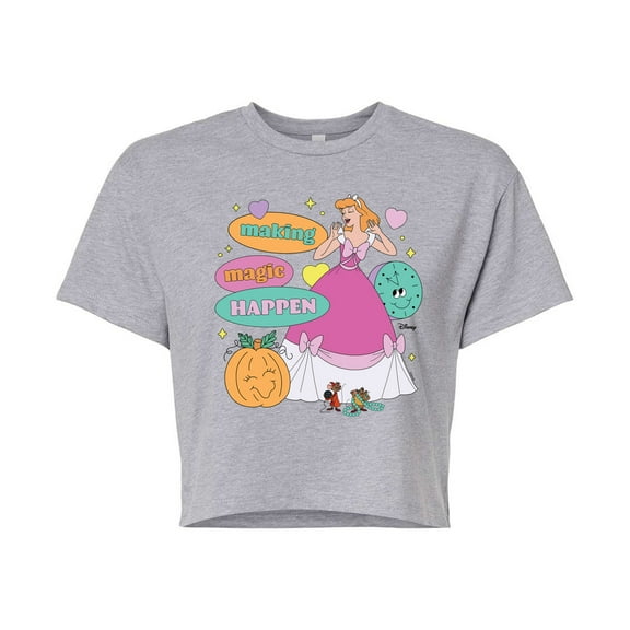 Disney Princess - Cinderella Making Magic Happen - Junior's Cropped T-Shirt
