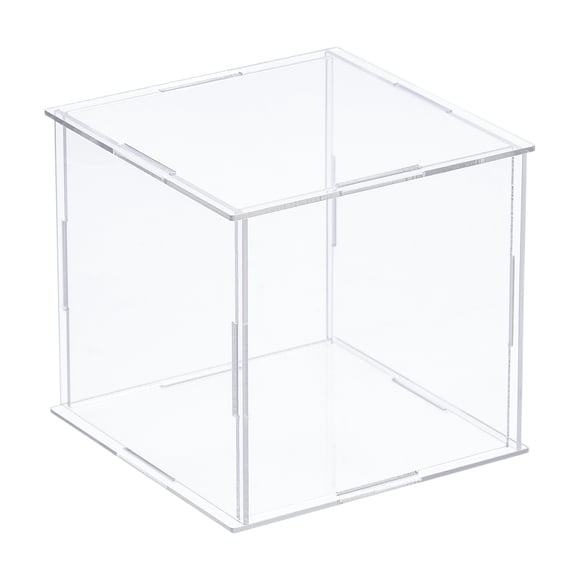Caja de exhibición Uxcell, caja de acrílico, ensamblaje, transparente, a prueba de polvo, vitrina para coleccionables y artesanías 4.3x4.3x4.3 pulgadas