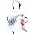 thumbnail image 1 of Cyprus Apron, Abstract Design of Blue and Grey Colored Cog Shapes Forming Cypriot Island, Unisex Kitchen Bib with Adjustable Neck for Cooking Gardening, Adult Size, White and Multicolor, by Ambesonne, 1 of 4