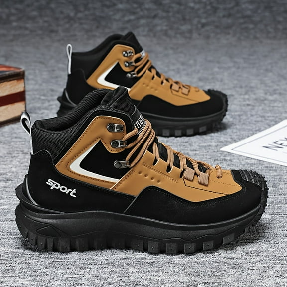 [Stylish Sneakers] Stylish Men's Classic Casual Sneakers | 1 pair, black and khaki colors, suitable for daily wear and outdoor activities