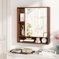 thumbnail image 2 of Costway Bathroom Wall Cabinet with Mirror, Single Door, 3 Open Shelves & Adjustable Shelf Walnut, 2 of 10