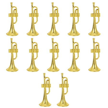 Miniature Musical Instrument Model Plastic Trumpet Toys Mini Decorative Musical Instrument Ornaments Simulation Instrument Models Accessories, 12pcs