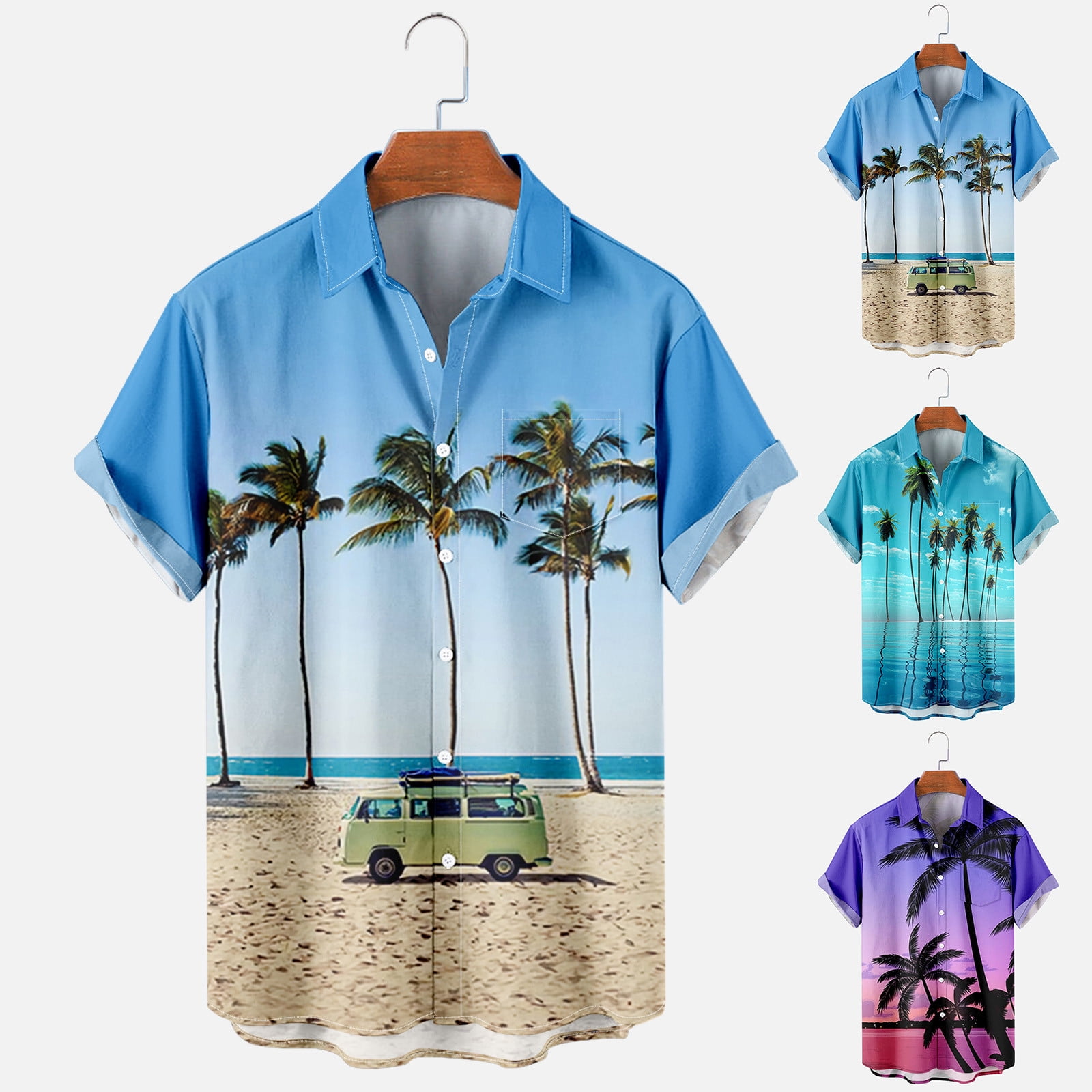 APEXFWDT Men's Casual Hawaiian Shirt Big and Tall Summer Short Sleeve ...