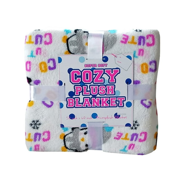 Mystic Penguin Plush Throw Blanket 50 x 60 inches Pink Purple Micro-Plush Washable