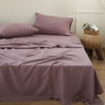 thumbnail image 6 of Simple&Opulence 100% French Linen Pillowcase King Size-Set of 2- Washed Solid Color Pillow Cases Embroidered -Soft and Durable (Purple, 20''x40''), 6 of 6