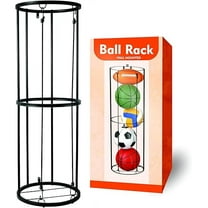 Vertical Ball Storage Rack, Wall-Mount Sports Equipment Organizer for Basketball, Volleyball, Soccer Balls - Heavy Duty Metal, Space-Saving Design, Easy Load/Unload, USA Design, Black