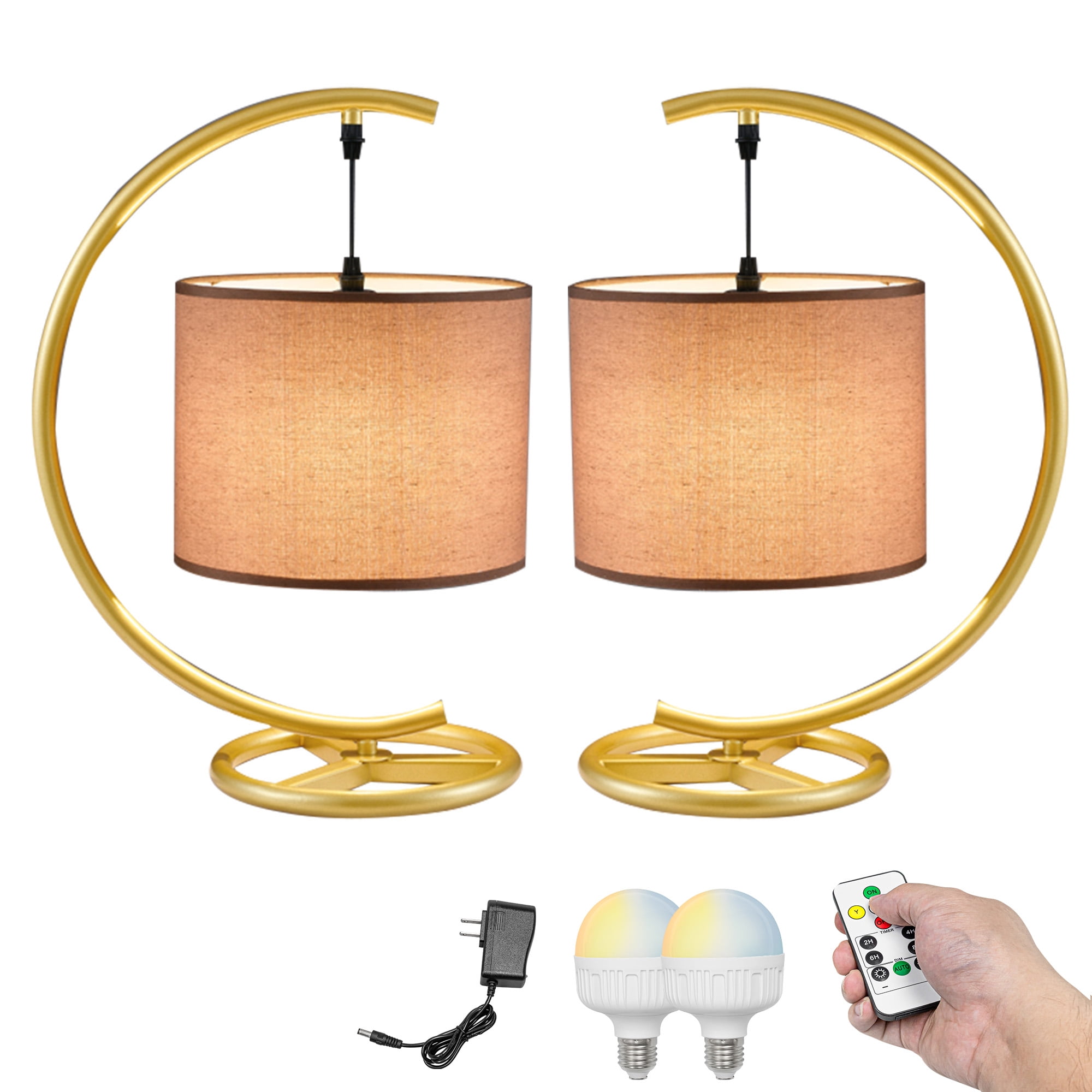 Kiven Modern Rechargeable Table Lamp, Dimmable Desk Lamp with Fabric