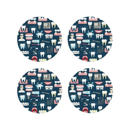

Matuu Dental for Cup Coasters Set of 4 Leather Coasters Desk Coasters for Office Measures 4” x 4”-Round Shape