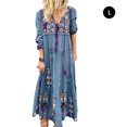 thumbnail image 1 of Vestido largo con estampado floral bohemio Cuello en V Cordón con cordones Ropa de manga larga tholdsy AP000133-59B, 1 of 6