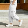 thumbnail image 5 of Fancifize Cotton Linen Cargo Pants for Boys Summer Loose Elastic Waist Harem Pants Kids Casual Trousers 7-16 Years, 5 of 6