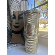 Starbucks *Christmas 2022* Gold Foil Studded Cold Drink Tumbler --24oz