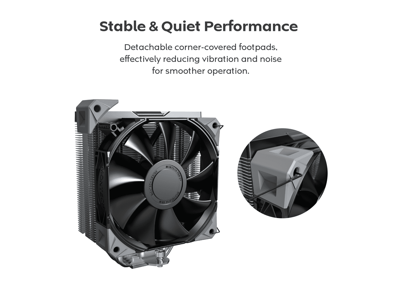 MONTECH NX400 - CPU Air Cooler, Single Tower, 4 Advanced Heat Pipes, 52-fin Heat Sink, E28, 120mm FDB Static Pressure Fan, 28mm Fan Thickness, Corner-cover Footpads, Polished Top Cover - Black