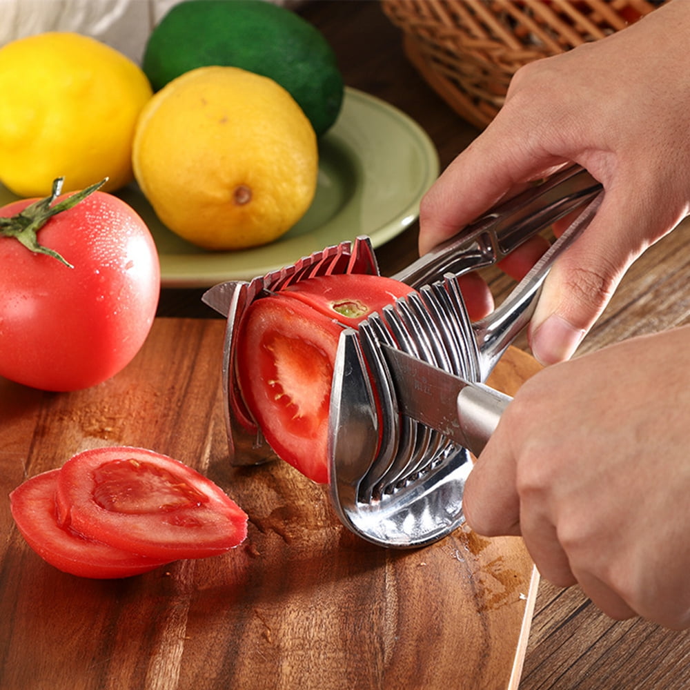 Onion Holder Slicer Cutter Chopper - Tomato Vegetable Lemon Potato Cutter  Slicer Odor Remover (Yellow+White 2pcs per set)