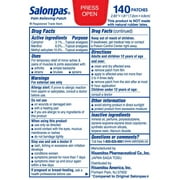 Salonpas Temporary Pain Relieving Patchs, 140 Count, 2 Pack