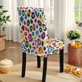 thumbnail image 5 of TSOVTHRID Colorful Leopard Print 7 Pcs Tablecloth Chair Covers Set, Rectangle Table Cloth Washable Chair Seat Protector with Elastic Bottom for Kitchen Banquet Party Decor, 5 of 6