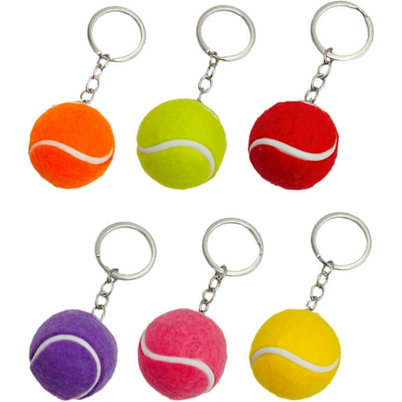 UNOMOR 6Pcs Small Tennis Keychains Red Metal Keepsake Stereoscopic Design for Sports Events