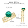 thumbnail image 6 of Rosec Jewels Lab Grown Emerald Wedding Ring Set - Emerald Engagement Ring with Band - AAAA Quality - With Jewelry Box, 10K Yellow Gold, US 8.00, 6 of 7