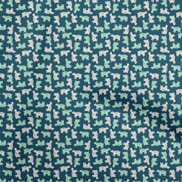 oneOone Viscose Jersey Teal Blue Fabric Animal Sewing Craft Projects Fabric Prints By Yard 60 Inch Wide